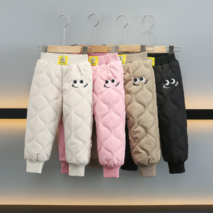 小童保暖加绒防风裤 小黄鸭男童羽绒棉裤 宝宝加厚休闲裤 新款 子 冬装