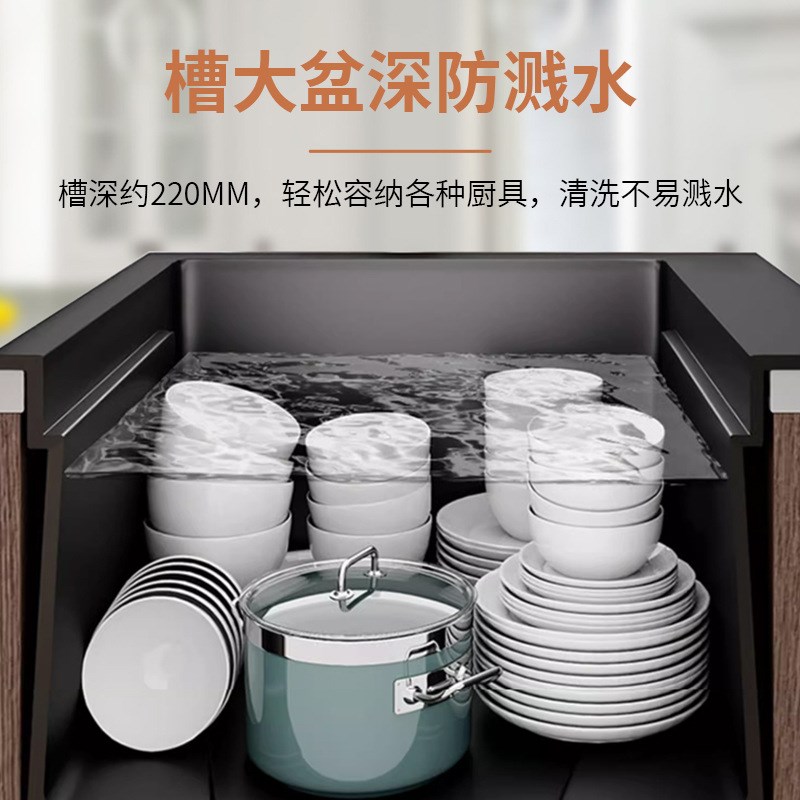 304不锈钢蜂窝厨房洗菜盆纳米台上中下盆 家用方形加厚水槽大单槽