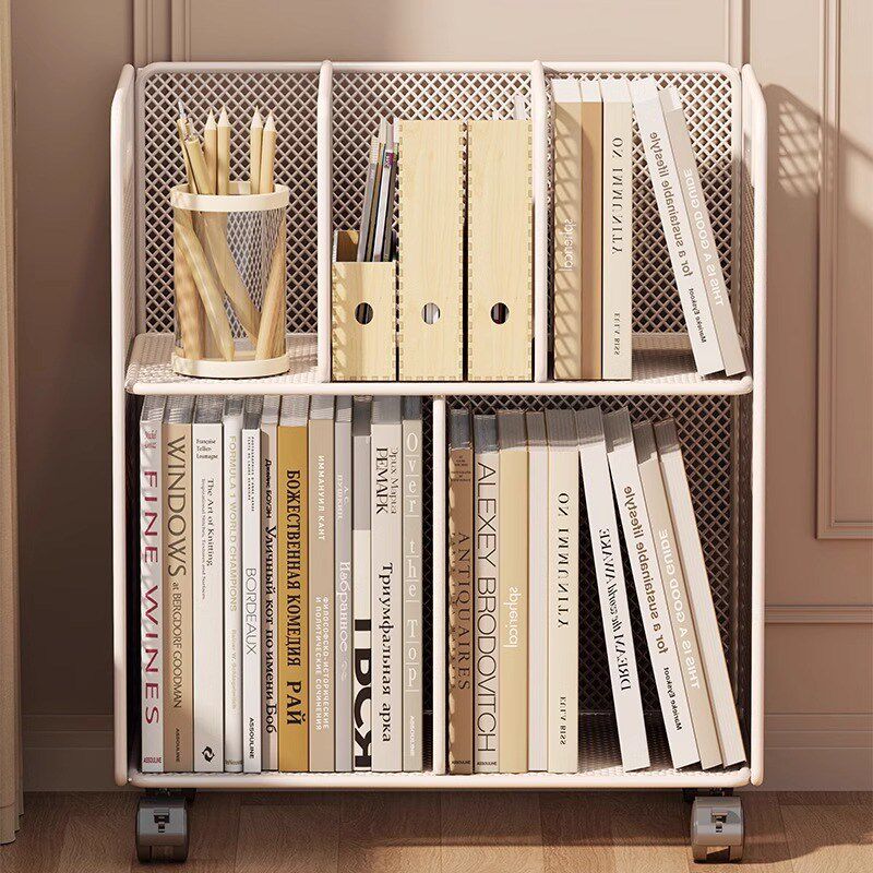 可移动桌边收纳架小书架教室课桌旁学生学习书本带轮置物架书立架