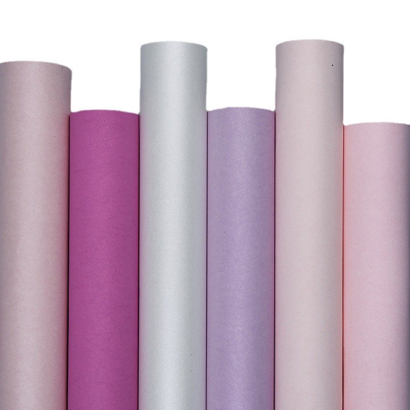 现代简约浪漫粉色紫色无纺布墙纸美容院卧室客厅婚房纯色素色壁纸