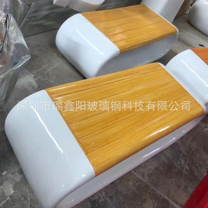 玻璃钢环形仿木纹休闲长椅商场售楼部美陈装饰圆柱形花盆座椅组合