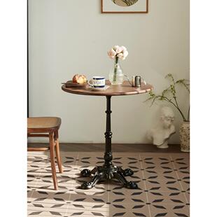 武英里昂咖啡桌圆形餐桌黑胡桃木圆形家庭无障碍豪华小公寓斯堪的