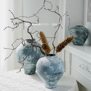 大瓦罐粗陶罐插花侘寂风复古手工陶瓷花瓶客厅玄关民宿装饰摆件