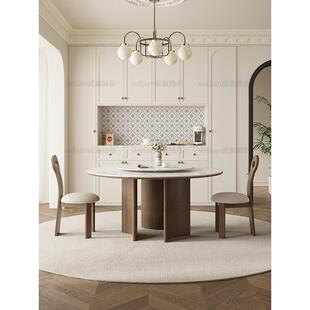 法式覆古风格实木圆桌家庭小公寓圆桌彷古风格现代简约餐桌和椅子