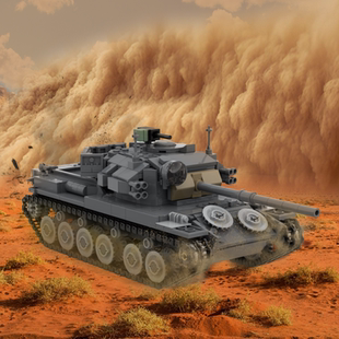新款阅兵坦克积木导弹车虎式坦克车拼装模型高砖零件玩具生日礼物