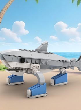 【AI山海经 鲨鱼】脑腐动物Tungsahur Tralalero Tralala积木玩具