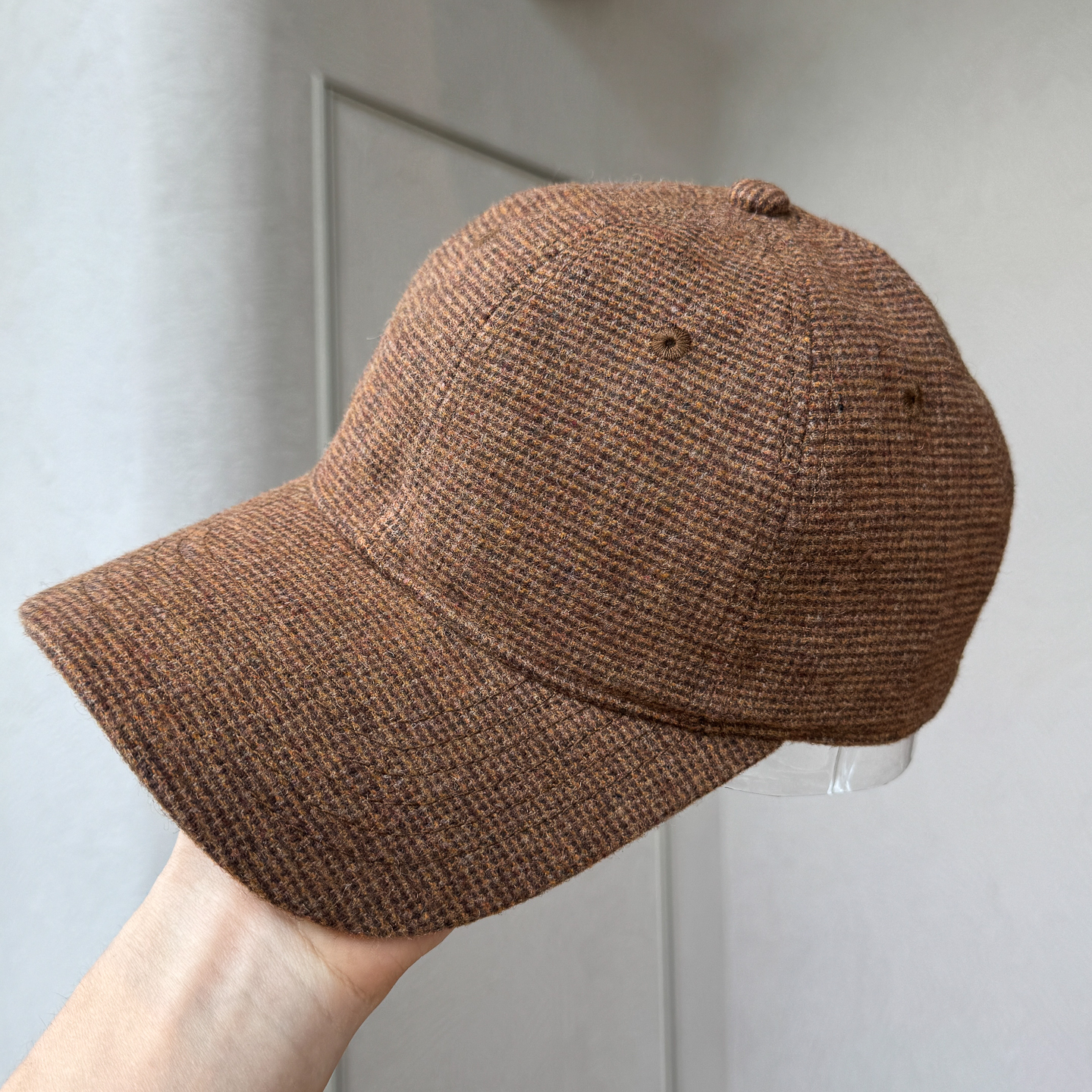 新款韩版小细格子毛呢棒球帽子