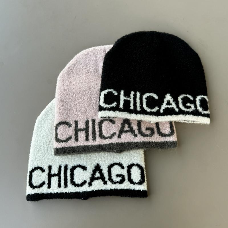 休闲秋冬男女逛街字母毛线帽