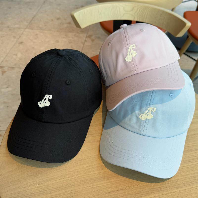 设计师品牌樱桃刺绣棒球帽子女韩版百搭显脸小纯棉学生鸭舌帽男
