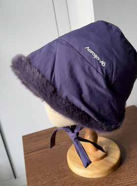 秋冬季紫色毛绒加厚护耳保暖雷锋帽子女大头围绑带东北防寒蒙古帽
