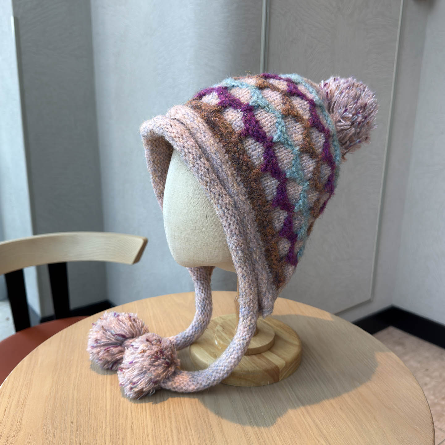 25新款川西旅游民族风毛球针织帽