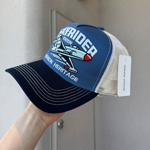 美式拼色飞机刺绣夏季网眼透气卡车帽子男大头围潮牌硬顶棒球帽子