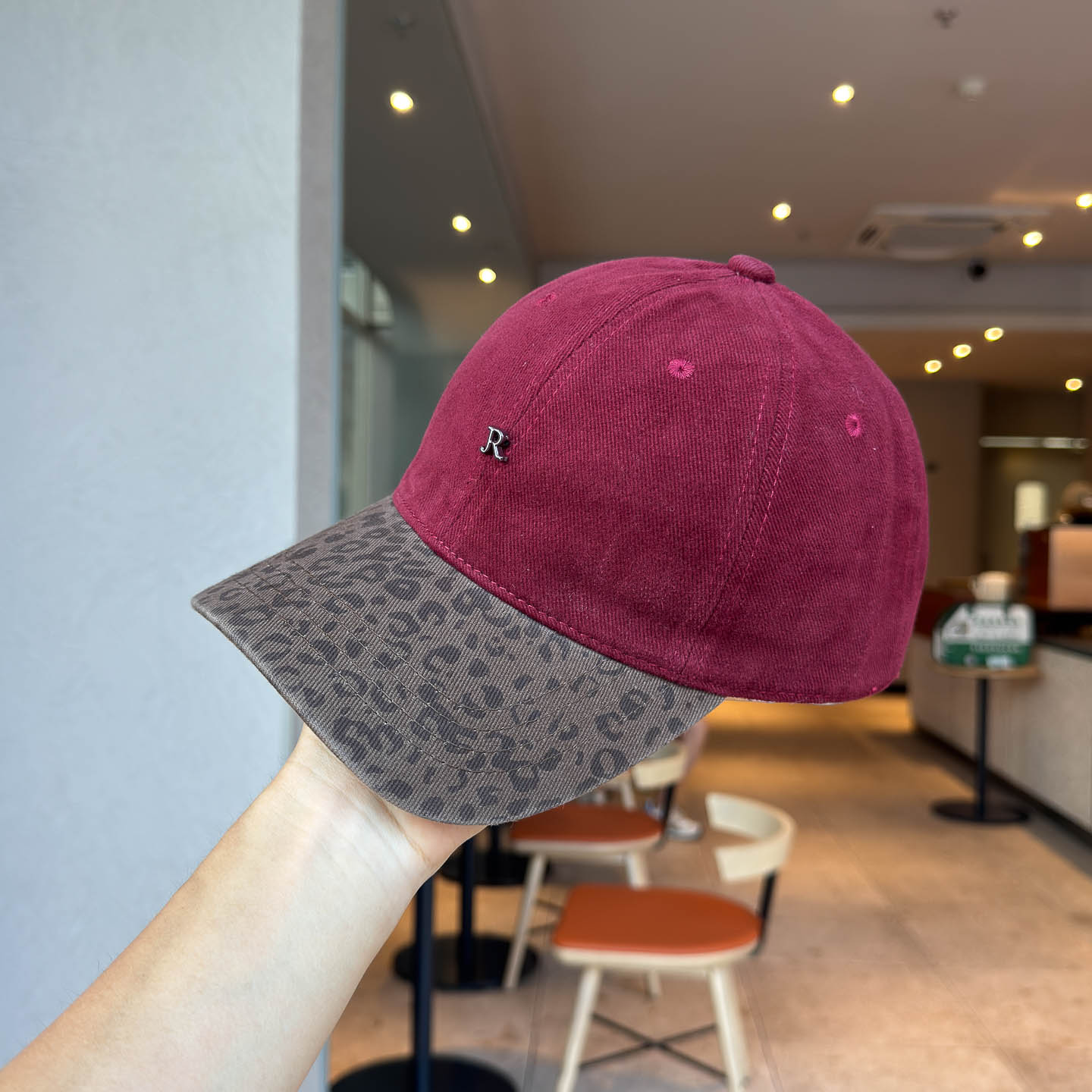 美式复古豹纹拼接磨毛R字母棒球帽女街头辣妹时尚显脸小鸭舌帽潮