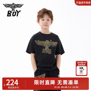 潮酷印花时尚 BOY童装 儿童潮牌短袖 夏季 T恤男女童中大童 2025新款