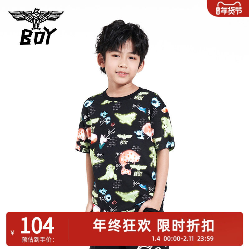 【SALE】BOY童装 夏季满印针织短袖T恤字母LOGO印花老鹰男女童,童装/婴儿装/亲子装,T恤,淘宝优惠券,粉丝福利购,淘宝优惠卷