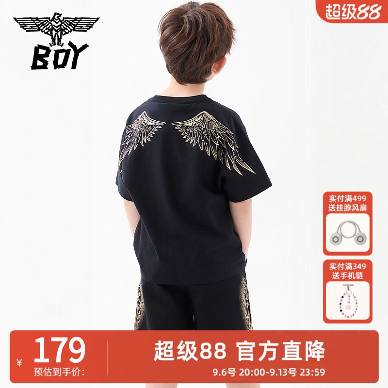 BOY童装 春夏儿童潮牌短袖简约黑色百搭圆领T恤男女童图片