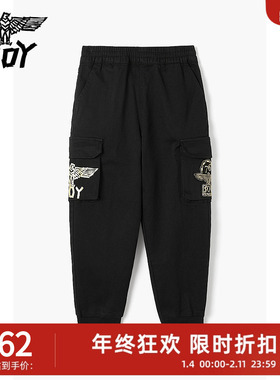 BOY童装 春季男女童宽松长裤潮酷工装设计小logo图案K34502