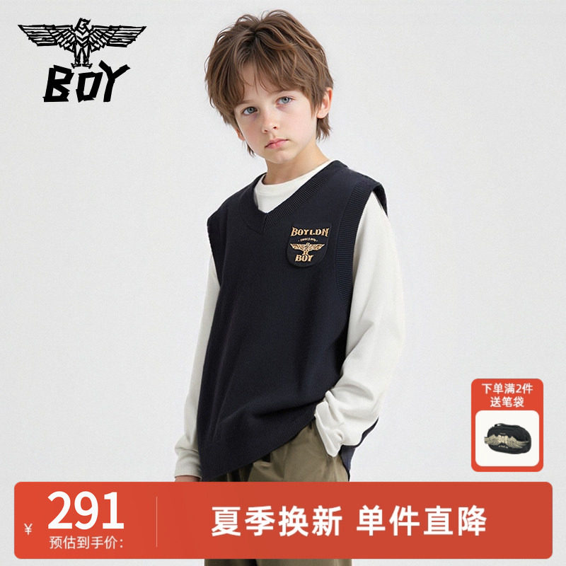 BOY童装 秋冬新品儿童针织马甲背心时尚潮流毛衣男女童中大童