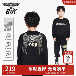 字母男童女童潮酷经典 儿童圆领长袖 百搭圆领套头卫衣 春季 BOY童装