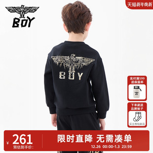 老鹰翅膀宽松百搭圆领套头卫衣男女童 潮牌长袖 BOY童装 25春秋季