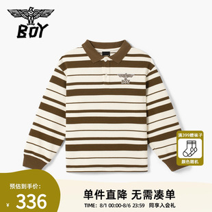 BOY童装 春秋男女童POLO衫 潮流条纹经典 字母学院风洋气时髦长袖