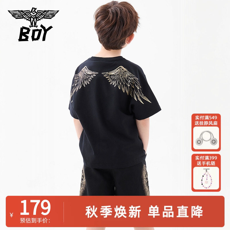 BOY童装 春夏儿童潮牌短袖简约黑色百搭圆领T恤男女童图片