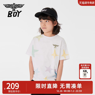 BOY童装 浮雕彩色印花活力潮酷百搭T恤男 春夏儿童针织短袖