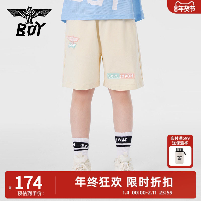 BOY童装 夏季儿童短裤宽松休闲中大童贴标运动中筒裤男女童
