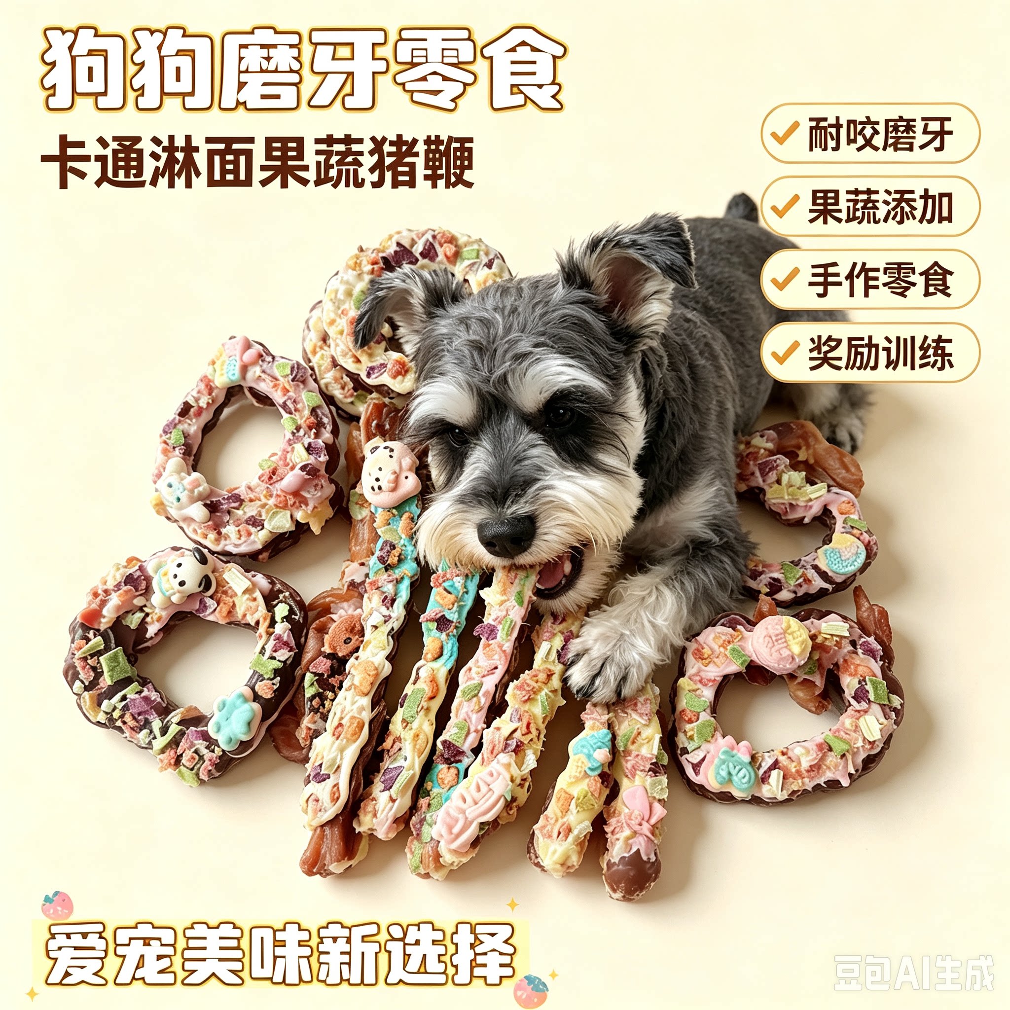 自制狗狗磨牙棒零食无添加营养风干麻花辫猪鞭小狗耐咬洁牙不伤牙
