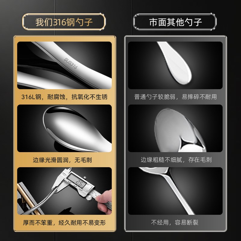 勺子家用韩式汤勺316不锈钢勺子网红勺子调羹儿童汤勺吃饭勺子