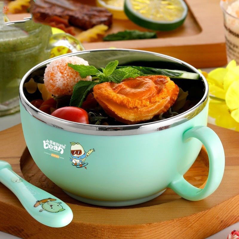 儿童碗防摔防烫吃饭专用宝宝碗304不锈钢儿童餐具套装手柄辅食碗