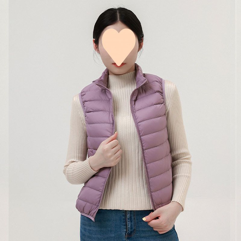 修身新款轻薄羽绒马甲女士短款立领内胆坎肩保暖背心薄款修身
