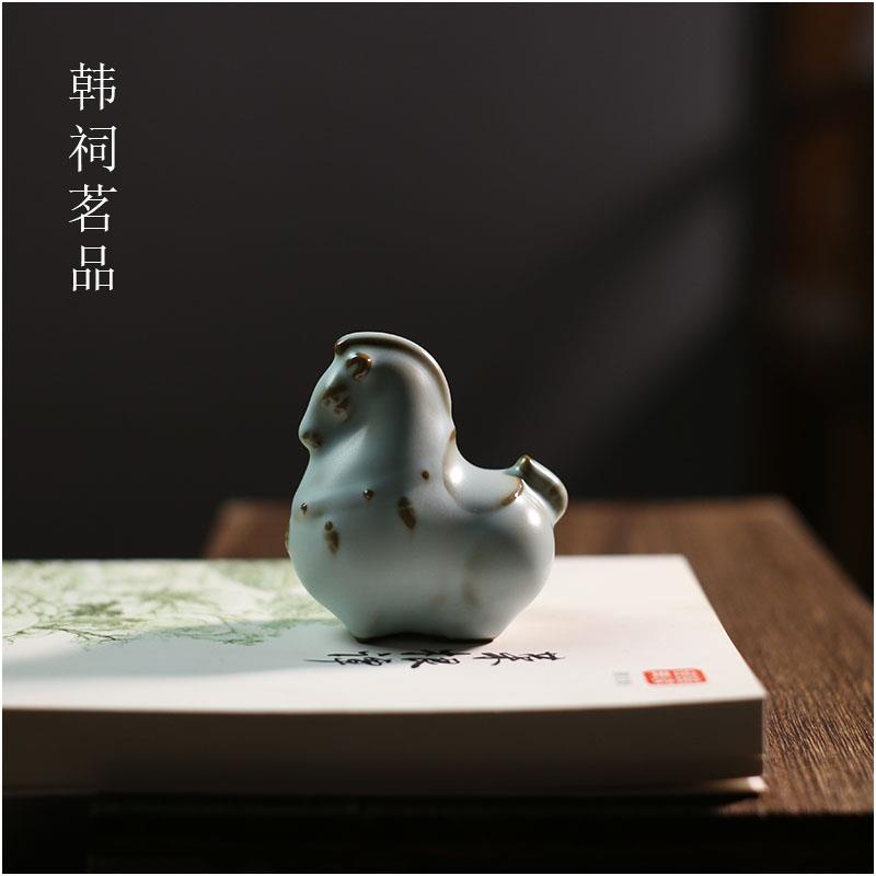 韩祠茗品|汝窑茶宠马战马开片可养生肖马陶瓷茶玩茶桌茶台小摆件