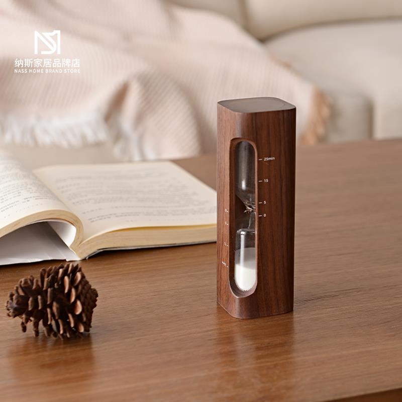 法式中古风沙漏计时器客厅桌面装饰摆件办公室实木复古风创意礼物