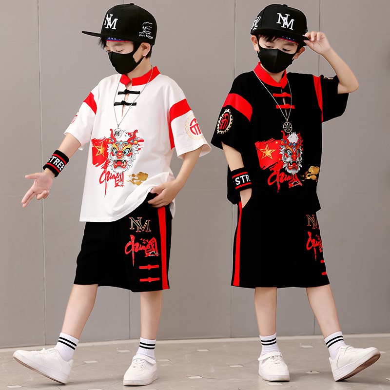 儿童演出服街舞服装男童国潮风套装帅气男孩走秀衣服架子鼓表演服