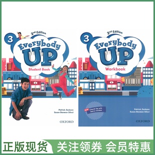 牛津少儿英语教材 Everybody Up 2nd Edition Level 3 Student Book and Workbook 三级学生用书练习册套装 新版二版美语 oxford