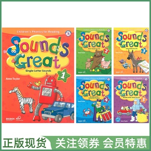 Compass出版 幼儿少儿英语拼读教材 Compass Sounds Great 12345 学生用书练习册 读本 小学自然拼读课程绘本