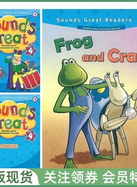 Compass幼儿少儿英语拼读教材Sounds Great 4 DoubleLetter Consonant Sounds Student Book Workbook and Readers四级学生3本套装