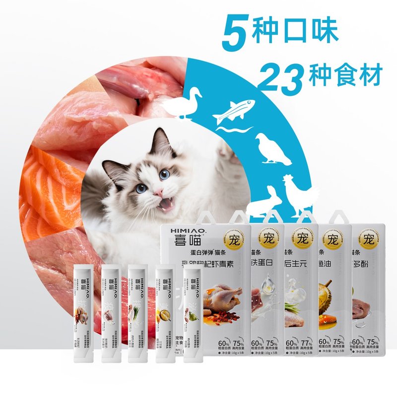 【爆款猫条 买二送一】喜喵蛋白弹弹猫条全价拉丝主食肉条猫咪湿图片