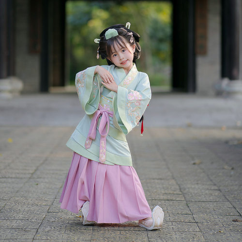 改良战国袍儿童汉服男童国学中国古装演出服服装套装表演女童唐装