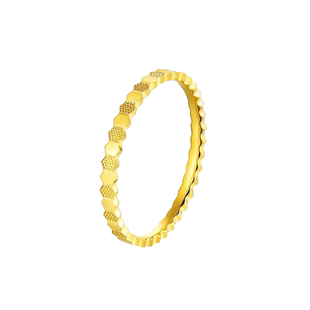 诗瑞源999足金小金圈戒指5G黄金新款蜂巢指环女士时尚几何小尾戒