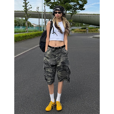似梦迟愿Sylvia美式复古迷彩短裤