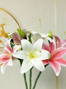 仿真花假花百合花束客厅餐桌装饰摆设花束摆件