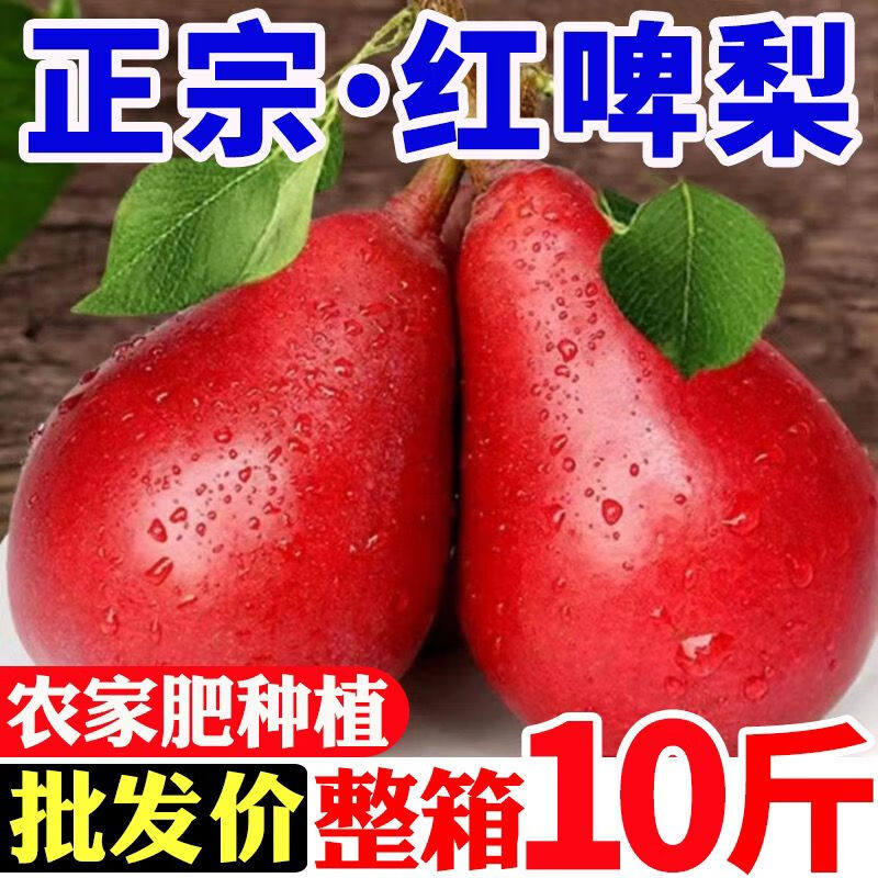 陕西红啤梨新鲜红梨子水果当季红皮梨软糯红色梨子孕妇水果婆娑梨