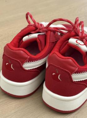 Trends！复古红色百搭低帮潮流板鞋女2025夏季新款拼色休闲运动鞋