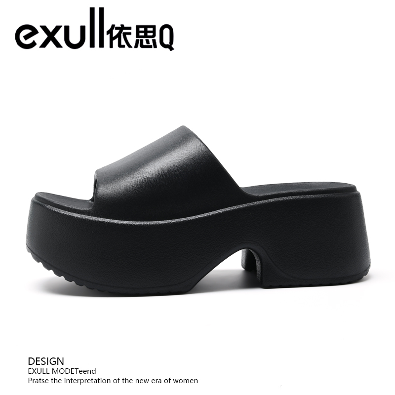 exull/依思Q拖鞋女厚底高端凉拖