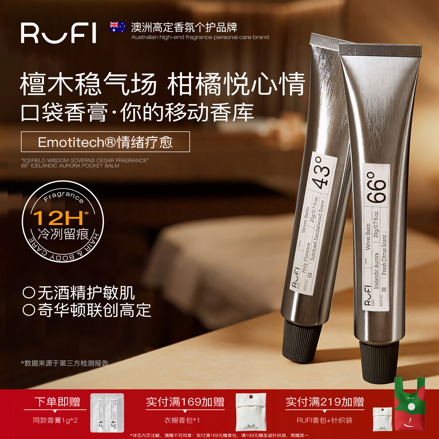 RUFI进口丝绒香膏20g持久留香固体香水淡香涂抹便携男女雪松香,洗护清洁剂/卫生巾/纸/香薰,香薰膏,淘宝优惠券,粉丝福利购,淘宝优惠卷