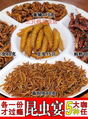 油炸蚂蚱豆虫蚕蛹蝗虫大