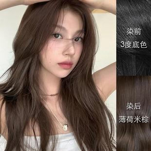 里粒美发馆薄荷米棕植物染发膏显白流行色香槟浅金免漂染头膏男女