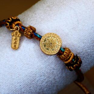 铜鼓手串经典款好运升迁招财祝福精编金黄色手绳寓意好的百搭手链